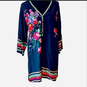 NEW Johnny Was Charlotte Tunic Blouse Floral Black Medium